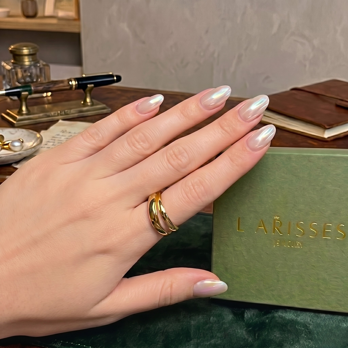 Clean close-up showcasing the sleek minimalist style of the Allie stackable ring.