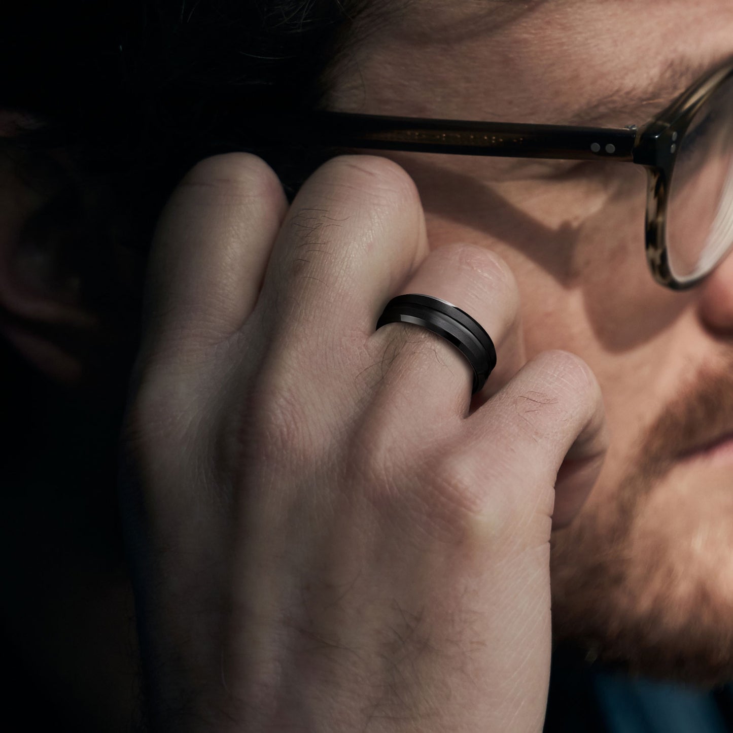 Black Center Groove Ring