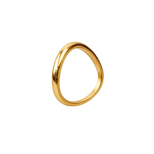 Side profile showing the organic sculptural shape and minimalist curved band silhouette.