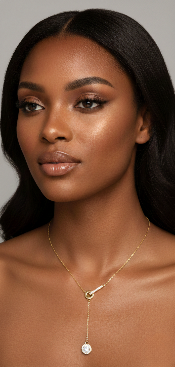 Modern sterling silver jewelry necklace Jessica with 18k gold plating and zircon stones, elegant everyday statement piece.