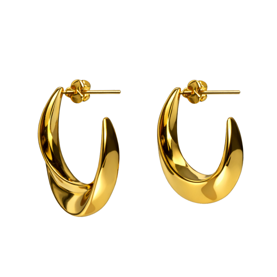 Luna Curve Hoop Earrings - Gold