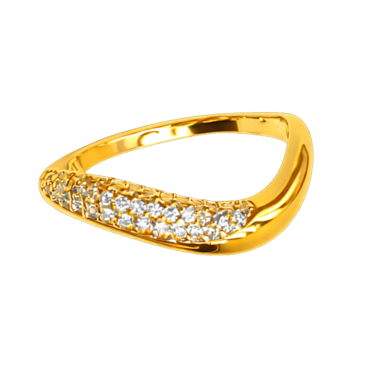 Angled side view of the Addison 18K gold plated sterling silver ring highlighting the smooth wave silhouette.