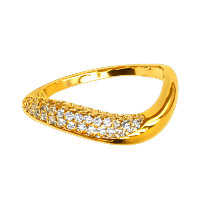 Angled side view of the Addison 18K gold plated sterling silver ring highlighting the smooth wave silhouette.