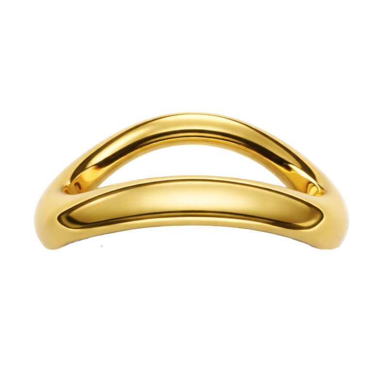 Front angle view of the Allie 18K gold plated sterling silver curved band ring.