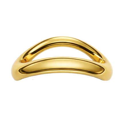 Front angle view of the Allie 18K gold plated sterling silver curved band ring.