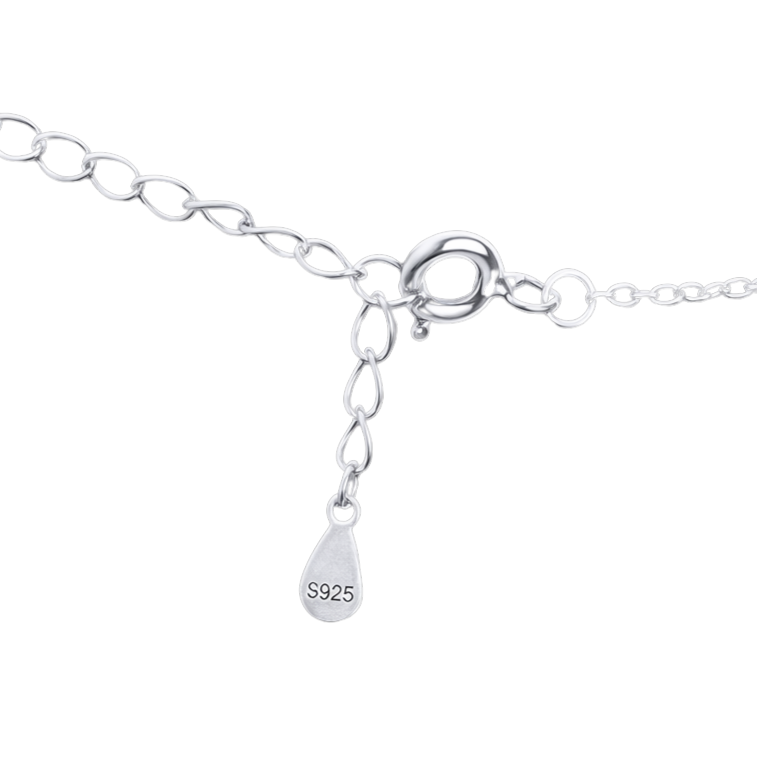 Rhodium plated sterling silver necklace Liah with 1.7ct moissanite stones, elegant fine silver jewelry for everyday wear.