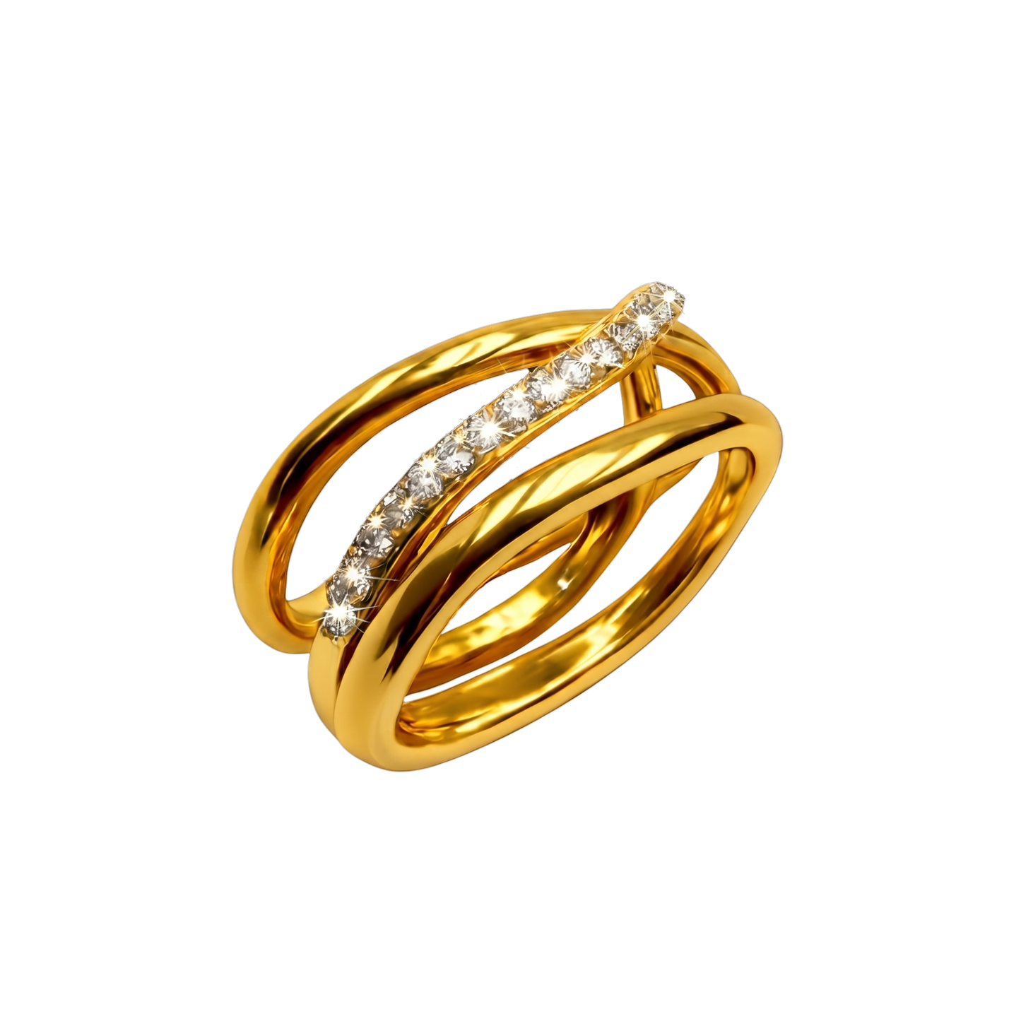 Side angle shot highlighting the layered crossover structure and smooth polished finish of the S925 sterling silver band.