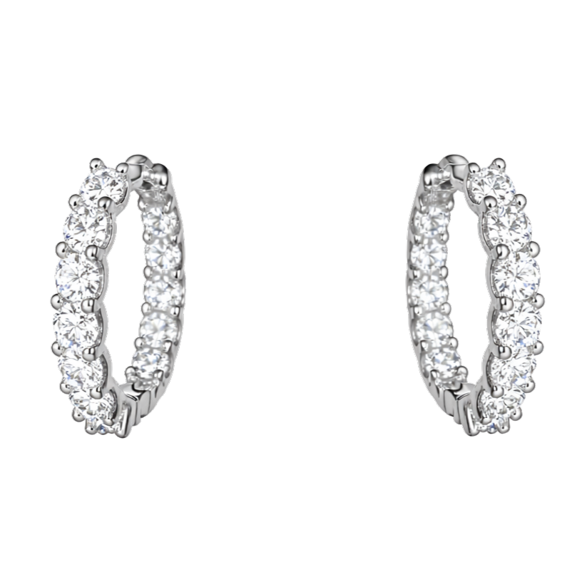 Moissanite Diamond Hoop Earrings Silver S925