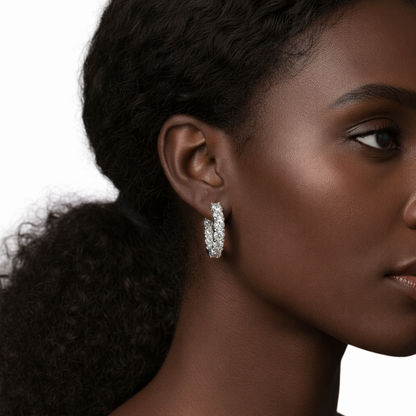 Moissanite SIlver Diamond Hoop Earrings