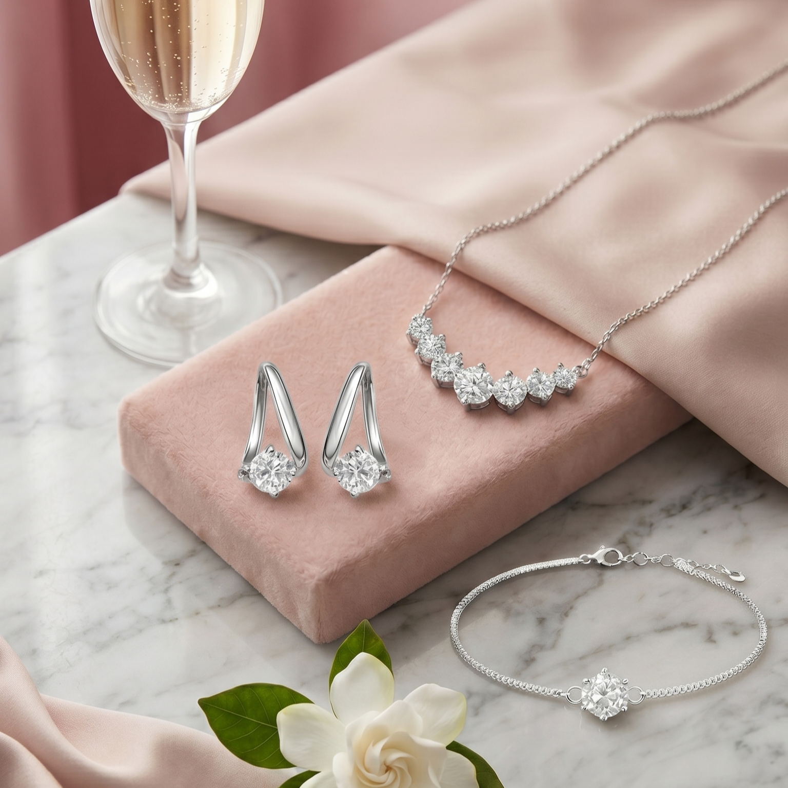 Elevate your jewelry collection with the Sanya Moissanite Set, featuring a dazzling 1.7 CT necklace, 1 CT bracelet, and 0.5 CT earrings. Crafted from premium sterling silver and adorned with brilliant D Color, VVS1 moissanite stones, this GRA-certified set delivers exceptional sparkle and timeless elegance. Perfect for weddings, special occasions, or everyday luxury, this fine jewelry set offers the beauty of diamonds with unmatched brilliance and lasting shine.