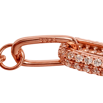 Modern paperclip link silver bracelet with a polished rose gold finish, perfect for everyday wear.