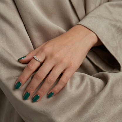 Addison ring styled as a stackable sterling silver band for everyday wear.