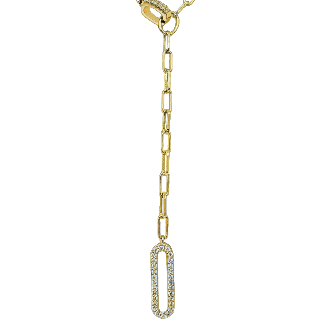 Minimal and elegant Tamara paperclip chain necklace made of sterling silver with 14K gold plating. Modern silver jewelry piece perfect for layering.