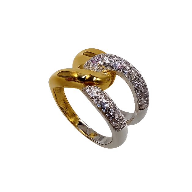 Side perspective highlighting the sculptural crossover design and high-polish 18K gold plated finish.