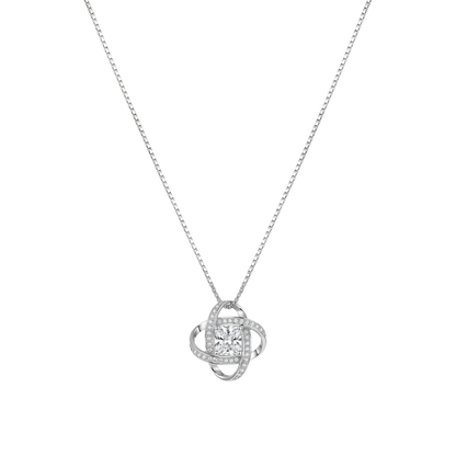 Front view of Ariel sterling silver necklace featuring a rhodium plated S925 silver pendant with brilliant zircon stone, elegant modern silver jewelry design.