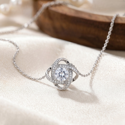Luxury Ariel sterling silver necklace crafted in rhodium plated S925 silver with sparkling zircon centerpiece, sophisticated silver jewelry for timeless elegance.