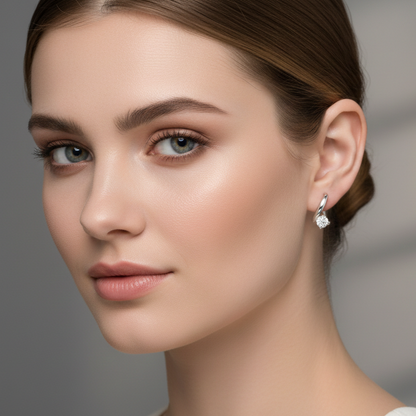 GRA certified moissanite stud earrings in S925 sterling silver, rhodium plated silver earrings designed as modern hypoallergenic fine jewelry