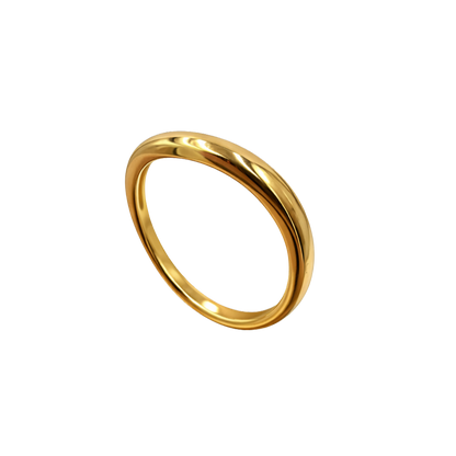 Macro close-up of the high-polish surface reflecting the premium 18K gold plated sterling silver material.