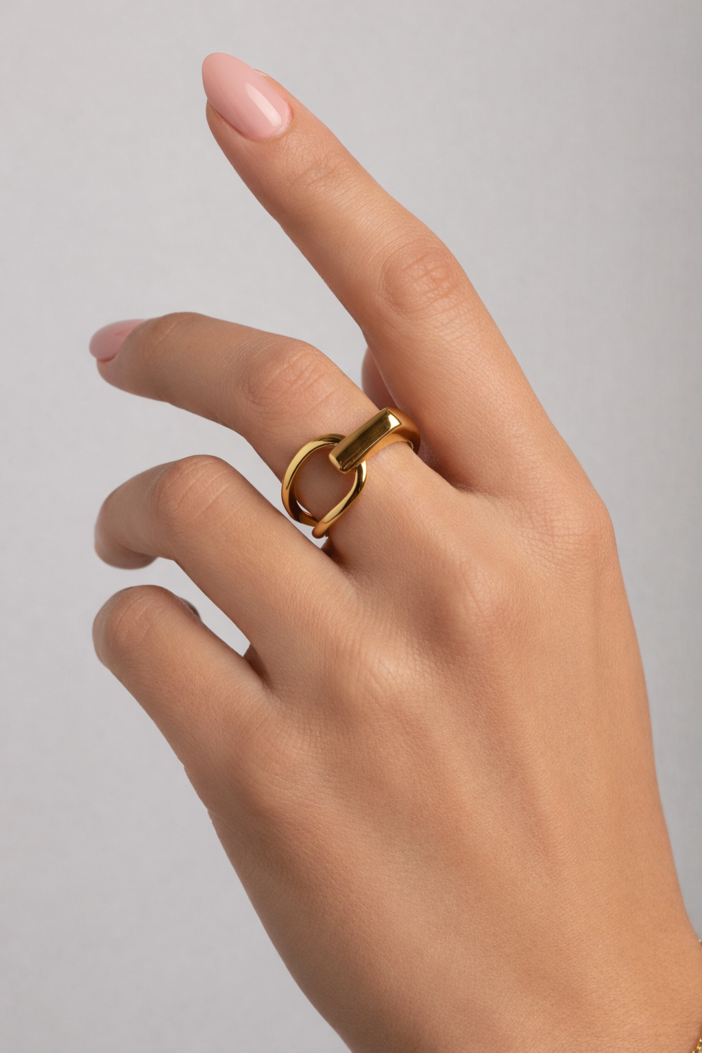 Close-up detail of Caroline resizable S925 sterling silver wrap ring highlighting its smooth polished finish and adjustable open band for a comfortable fit.