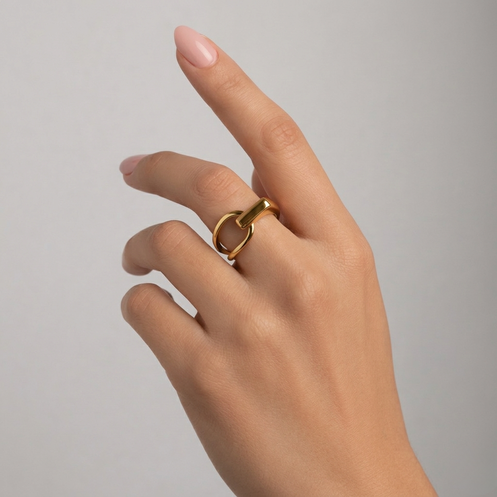 Close-up detail of Caroline resizable S925 sterling silver wrap ring highlighting its smooth polished finish and adjustable open band for a comfortable fit.