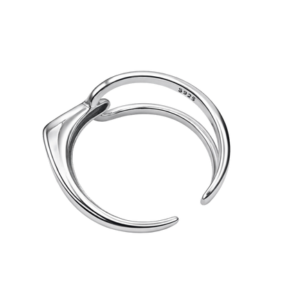 Close-up of Caroline minimalist S925 sterling silver ring ideal for stacking or everyday wear.