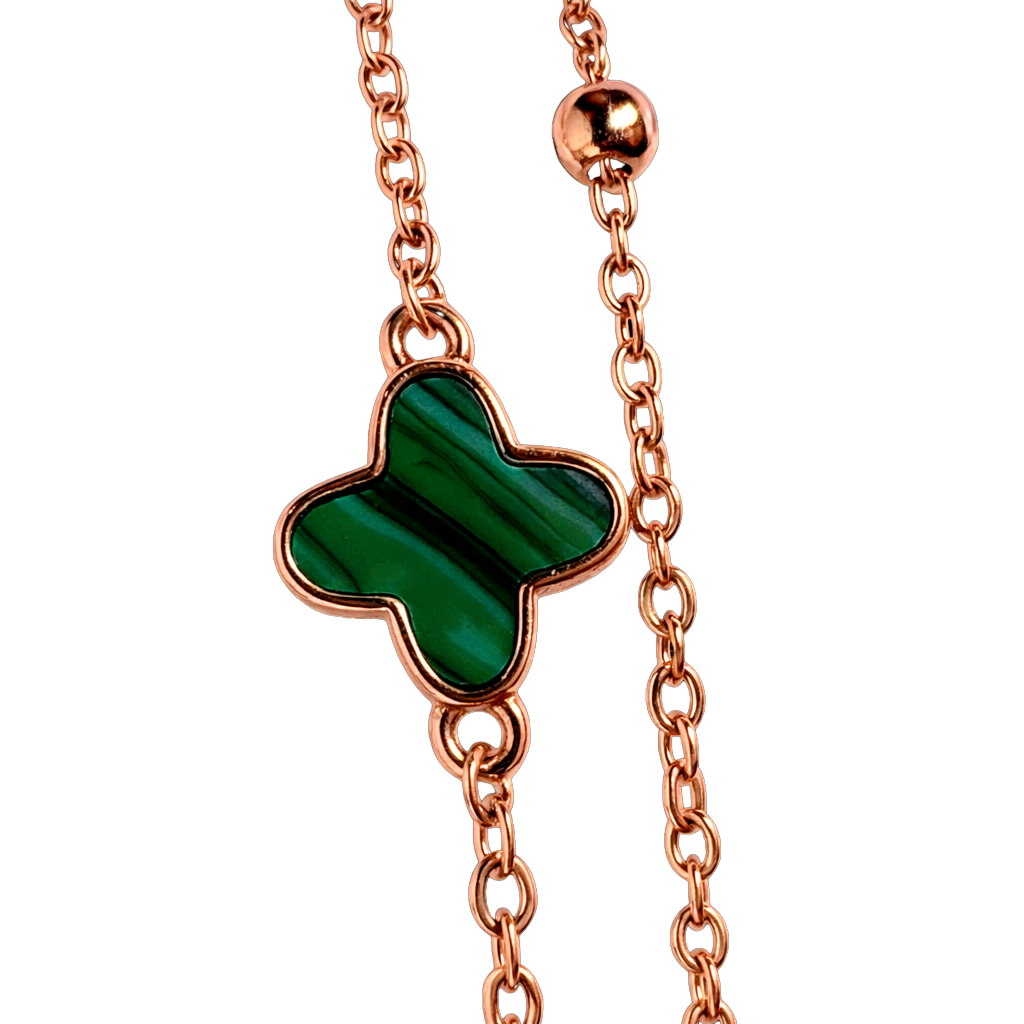 Elegant layered look of S925 sterling silver bracelet with double chain and polished rose gold finish.