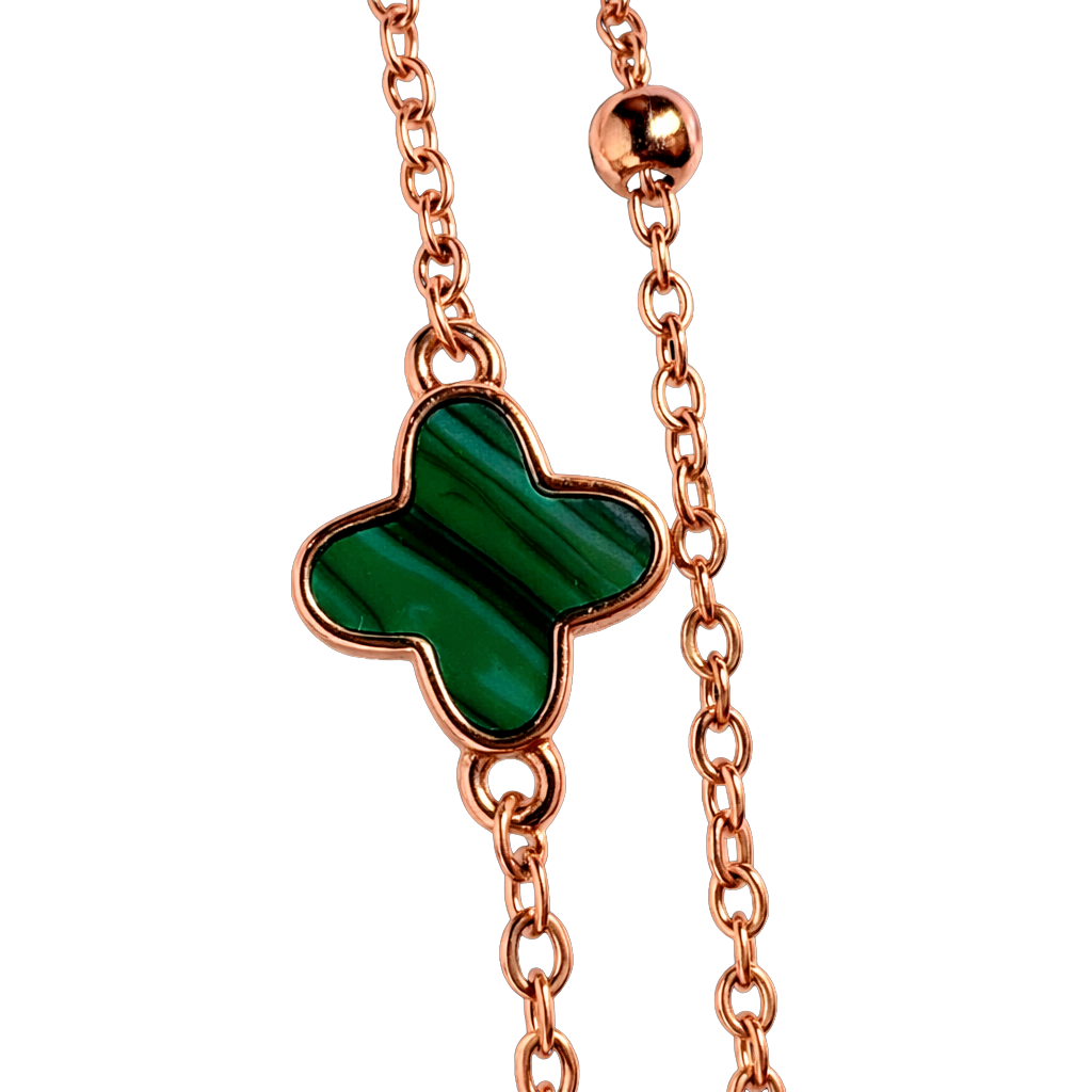 Elegant layered look of S925 sterling silver bracelet with double chain and polished rose gold finish.