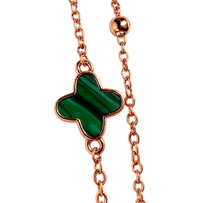 Elegant layered look of S925 sterling silver bracelet with double chain and polished rose gold finish.