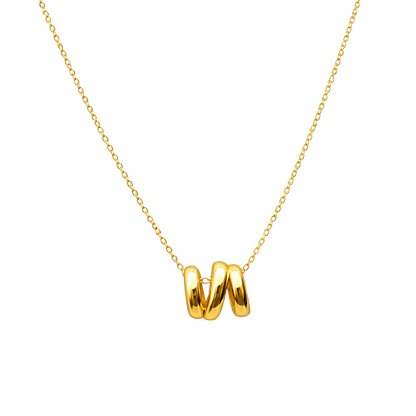 Emily spiral pendant necklace made from sterling silver S925 with 18K gold plating. Minimalist fine jewelry piece with high polish finish.