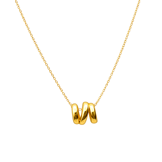 Emily spiral pendant necklace made from sterling silver S925 with 18K gold plating. Minimalist fine jewelry piece with high polish finish.