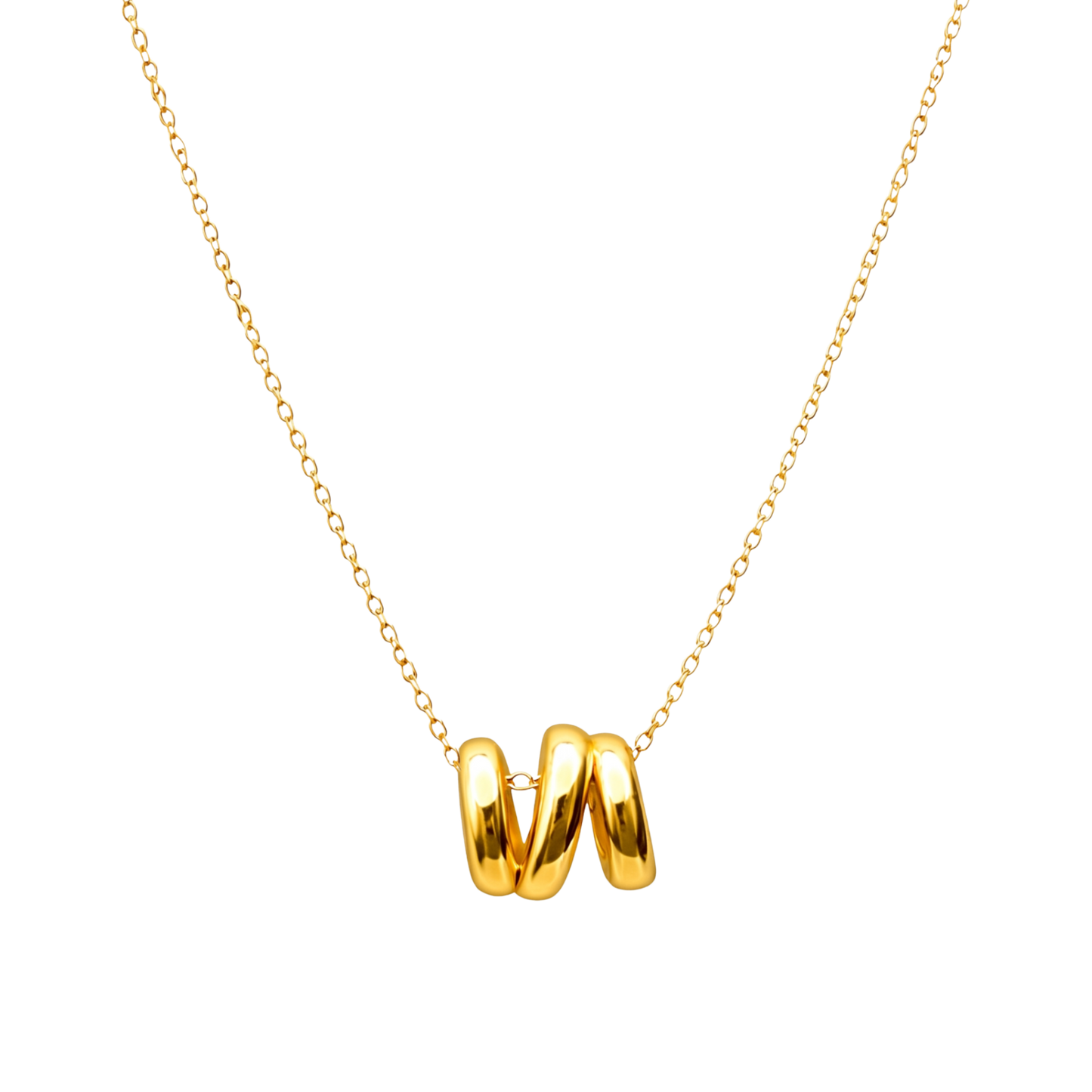 Emily spiral pendant necklace made from sterling silver S925 with 18K gold plating. Minimalist fine jewelry piece with high polish finish.