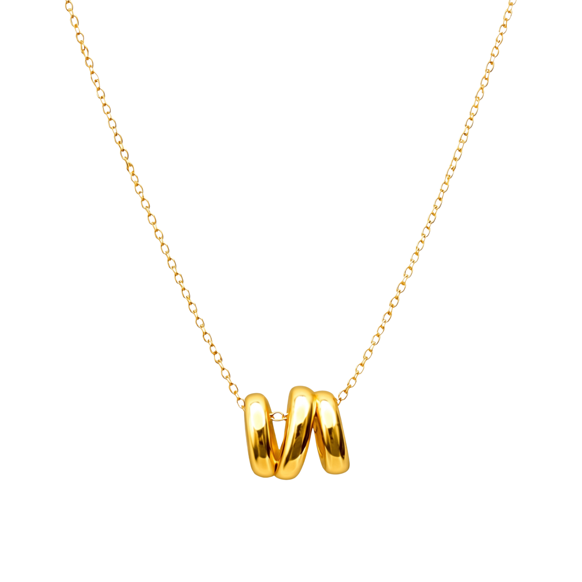 Emily spiral pendant necklace made from sterling silver S925 with 18K gold plating. Minimalist fine jewelry piece with high polish finish.