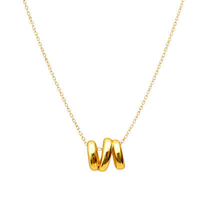 Emily spiral pendant necklace made from sterling silver S925 with 18K gold plating. Minimalist fine jewelry piece with high polish finish.