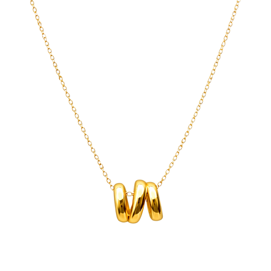 Emily spiral pendant necklace made from sterling silver S925 with 18K gold plating. Minimalist fine jewelry piece with high polish finish.