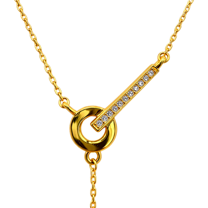 Close-up detail of zircon stones on Jessica sterling silver necklace, highlighting the sparkle and fine jewelry craftsmanship.