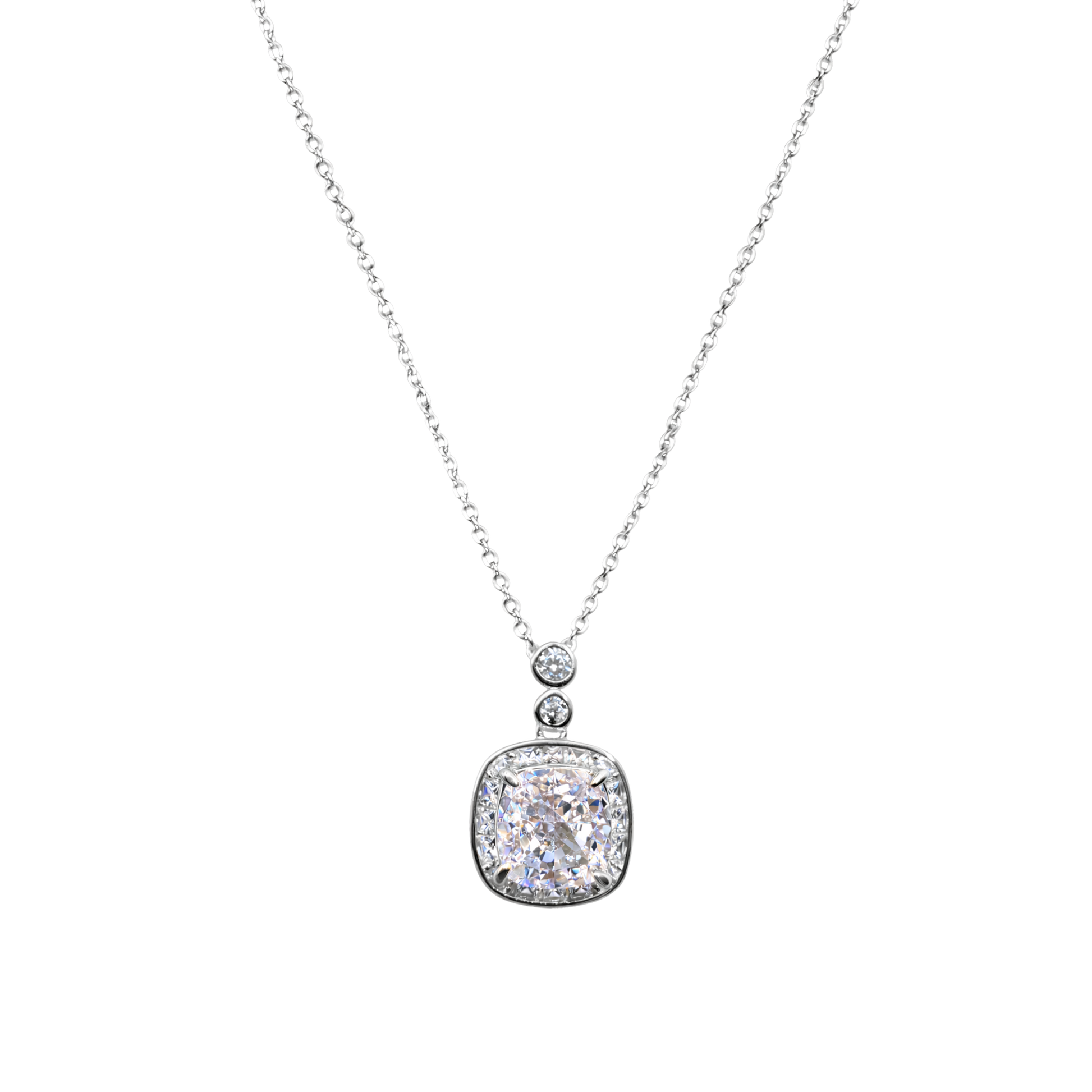 Marissa sterling silver necklace crafted from S925 silver with rhodium plated finish, featuring a square zircon pendant on a delicate chain, elegant minimalist jewelry.