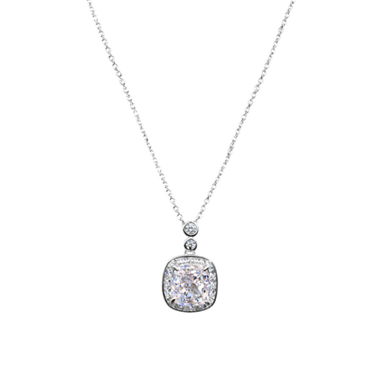 Marissa sterling silver necklace crafted from S925 silver with rhodium plated finish, featuring a square zircon pendant on a delicate chain, elegant minimalist jewelry.