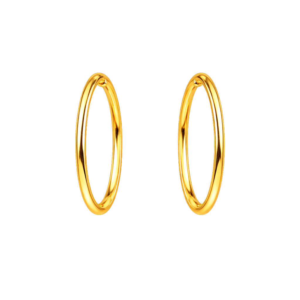 Front view of Olivia S925 sterling silver thin hoop earrings with 18K gold plating and classic minimalist design.