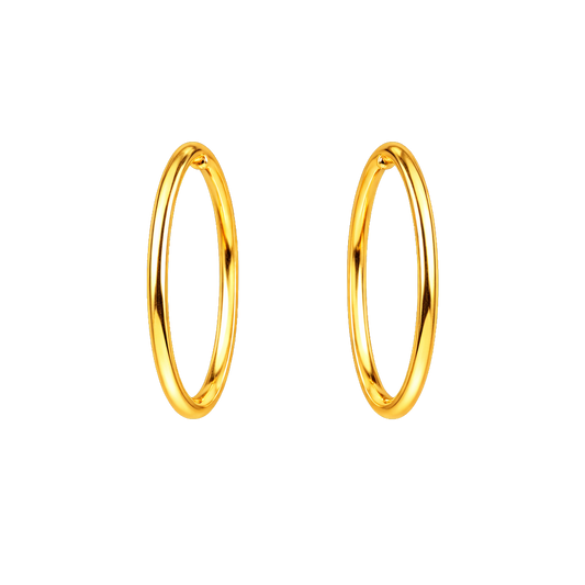 Front view of Olivia S925 sterling silver thin hoop earrings with 18K gold plating and classic minimalist design.