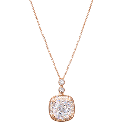 Close-up of Marissa rose gold zircon pendant, S925 sterling silver with warm rose gold finish and brilliant zircon detail.