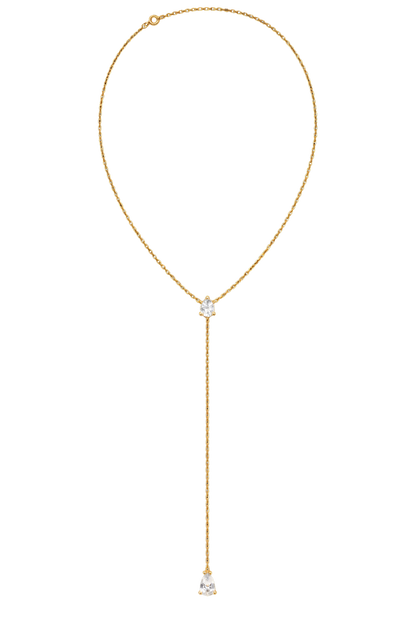 Elegant sterling silver necklace with zircon accents, 18k gold plated fine jewelry for everyday wear.