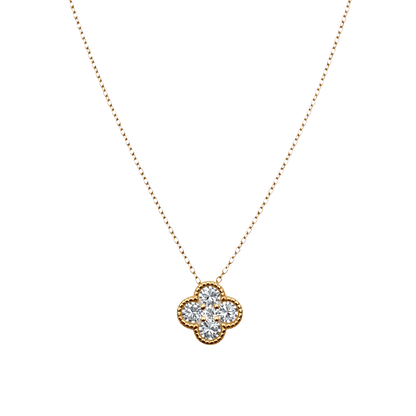 Stella clover zircon necklace made of sterling silver S925 with rich 18k gold plated finish and brilliant sparkling zircon stones.