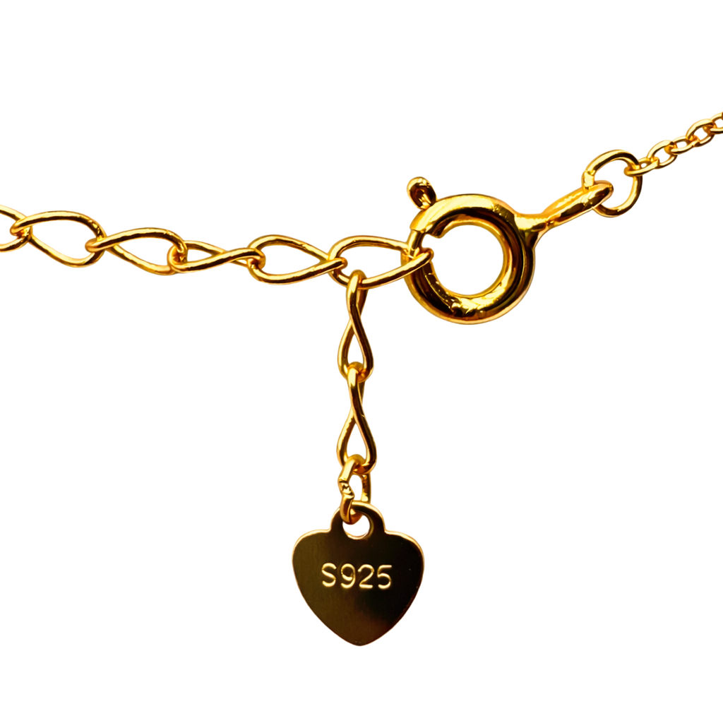 18k gold plated silver necklace featuring a clover zircon pendant, elegant dainty jewelry crafted from S925 sterling silver.