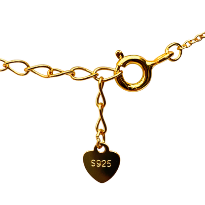 18k gold plated silver necklace featuring a clover zircon pendant, elegant dainty jewelry crafted from S925 sterling silver.