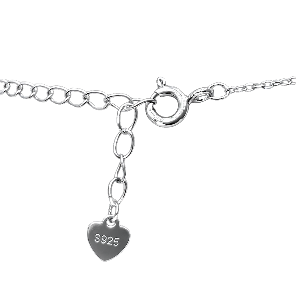 Rhodium plated silver necklace with elegant clover zircon pendant, fine jewelry look crafted from S925 sterling silver.