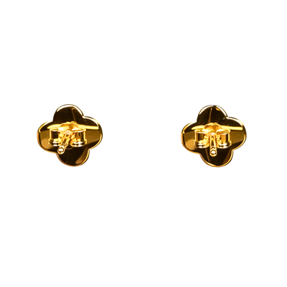 Pair of clover stud earrings crafted from sterling silver and gold plating, highlighting elegant proportions and luxury design.