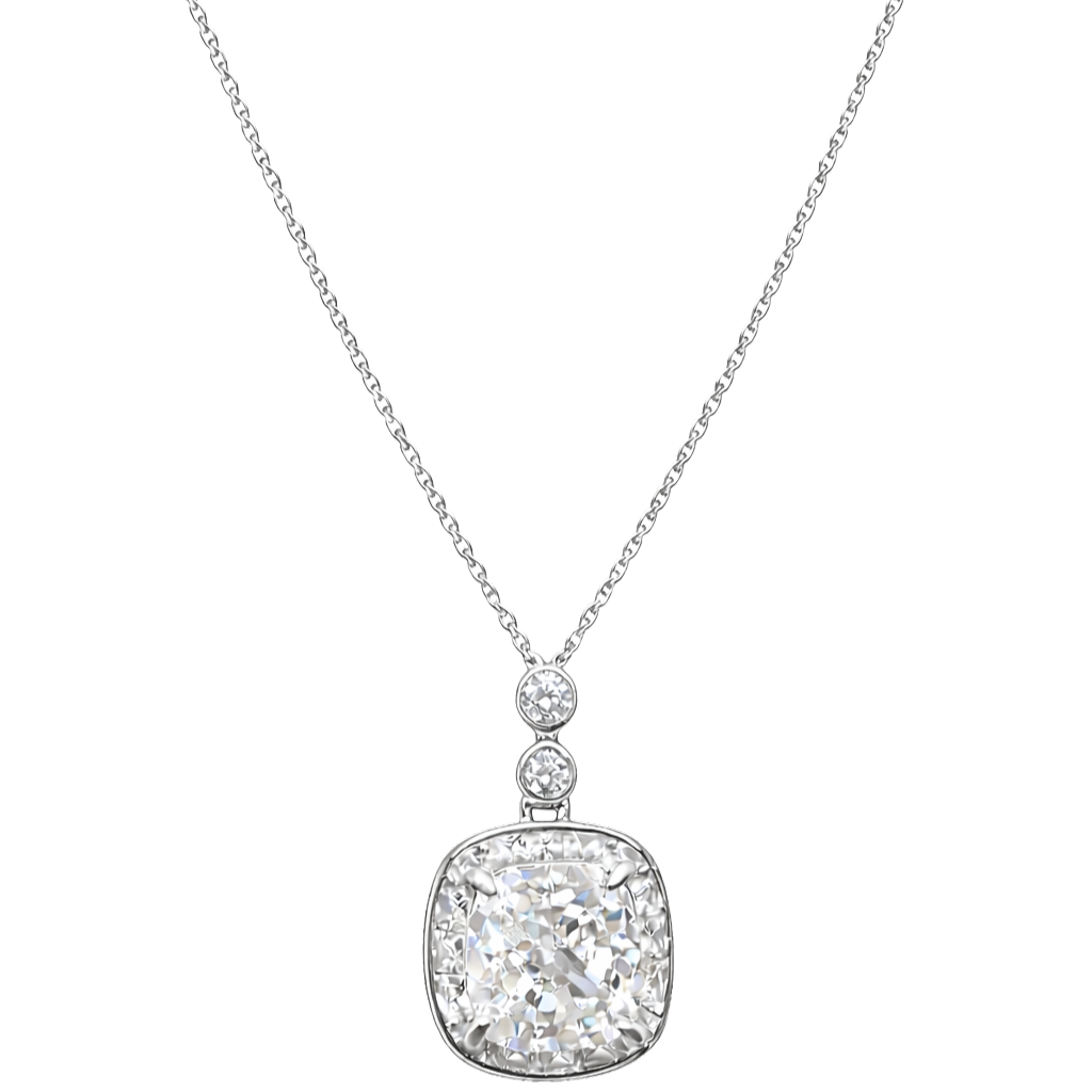 Marissa sterling silver necklace crafted from S925 silver with rhodium plated finish, featuring a square zircon pendant on a delicate chain, elegant minimalist jewelry.
