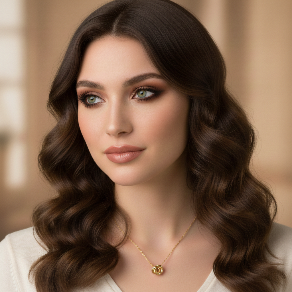 Valentina interlocking rings necklace crafted from sterling silver with 18K gold plating and zircon stones, a minimalist and elegant silver jewelry piece perfect for gifting.